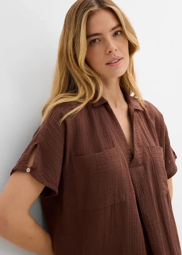 Kaftan-Kleid aus weichem Musselin, bonprix