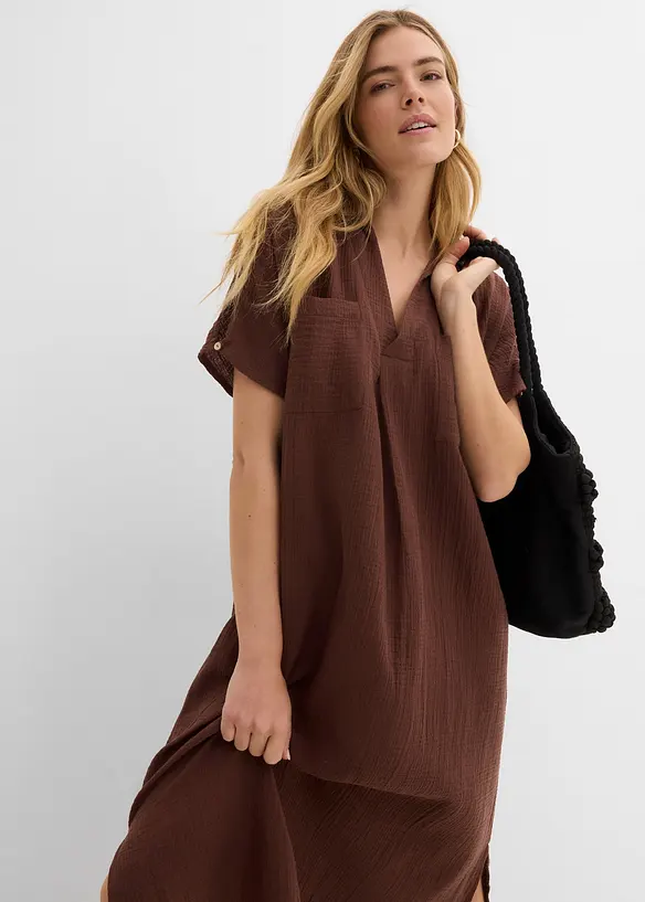 Kaftan-Kleid aus weichem Musselin, bonprix