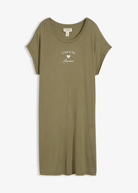 Robe en jersey viscose extensible avec broderie poitrine, bonprix