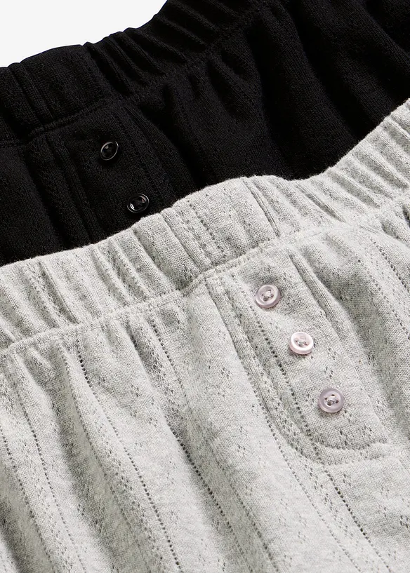 Lot de 2 shorts de pyjama en jersey pointelle, bonprix