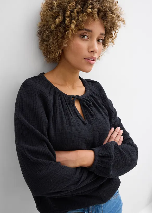 Blouse ample en gaze de coton, bonprix