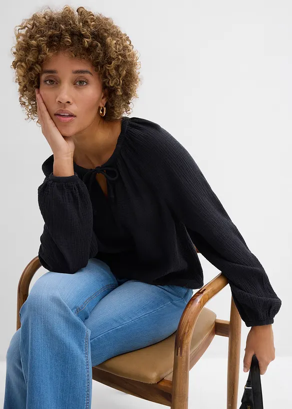 Blouse ample en gaze de coton, bonprix