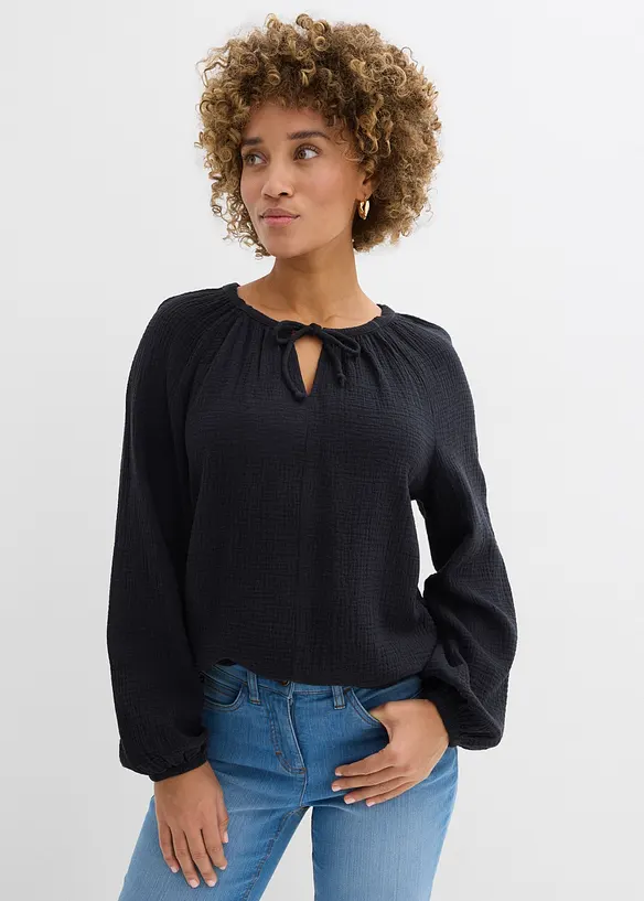 Blouse ample en gaze de coton, bonprix