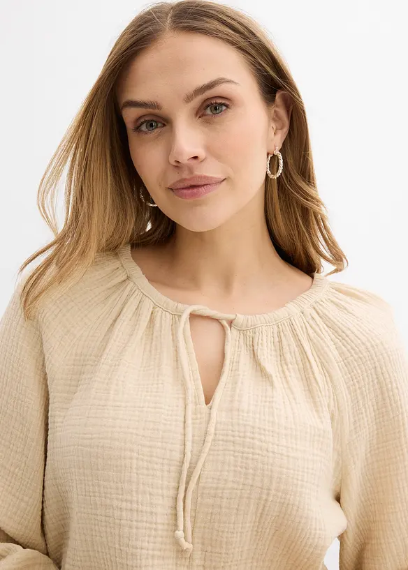 Blouse ample en gaze de coton, bonprix