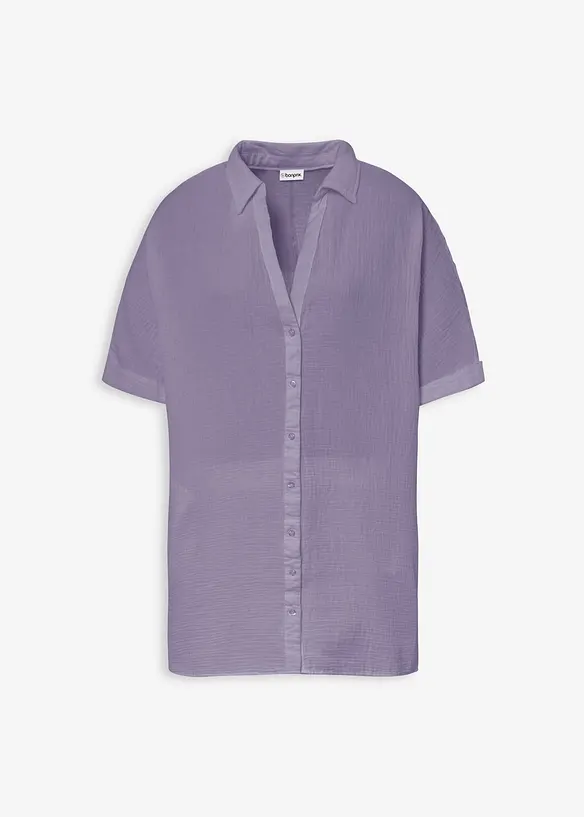 Chemisier long, oversize et doux en gaze de coton, bonprix