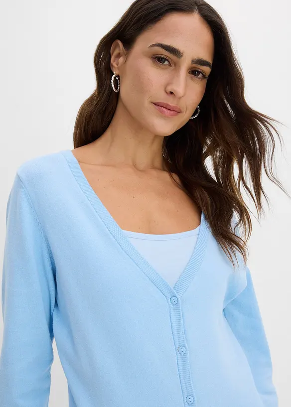 Gilet boutonn&eacute; en maille fine, bonprix