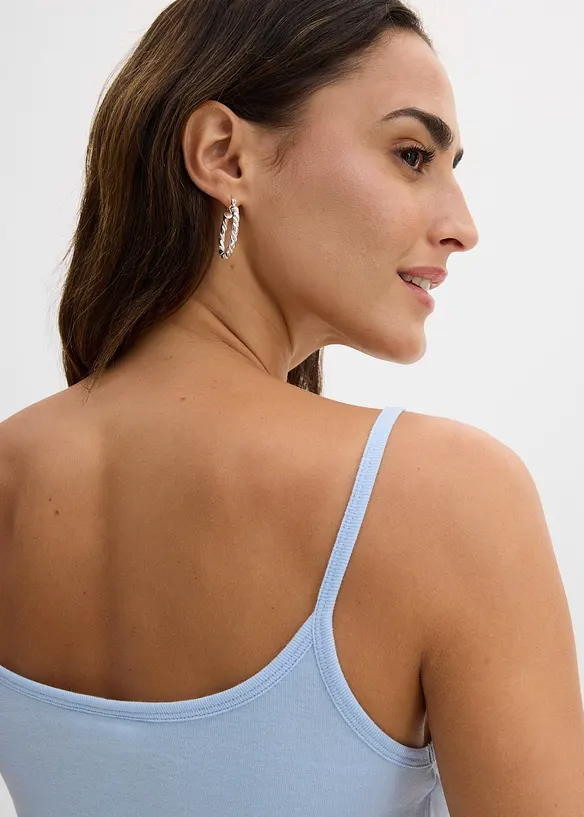 Lot de 2 tops &agrave; bretelles spaghetti 100% coton, bonprix