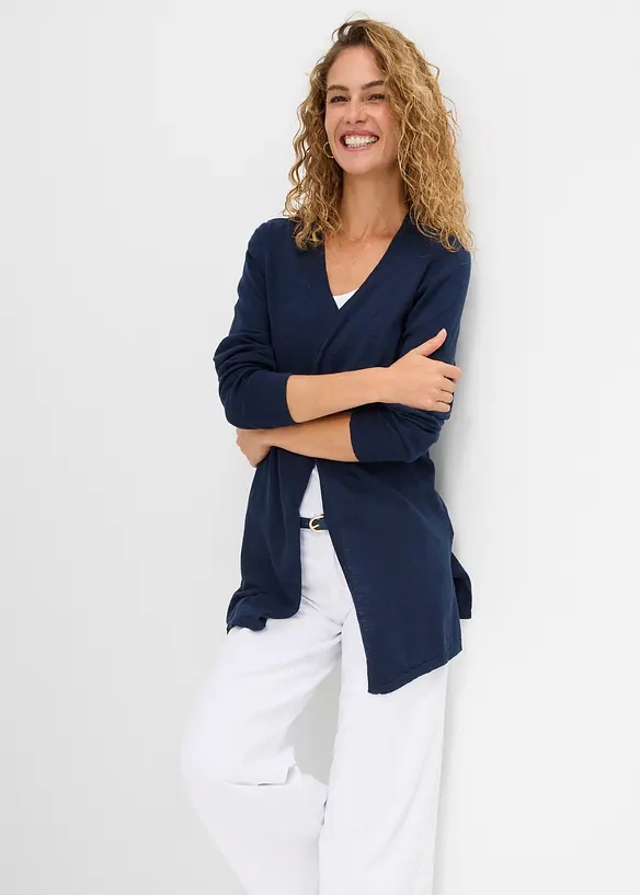 Strickjacke aus reiner leichter Baumwoll-Slub Qualit&auml;t, bonprix