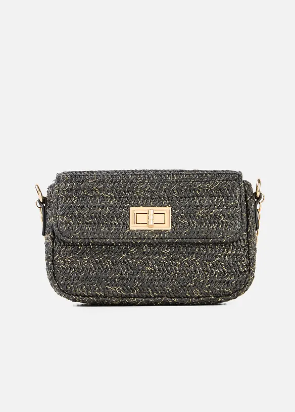 Umh&auml;ngetasche in Strohoptik mit Glitzerf&auml;den, bonprix