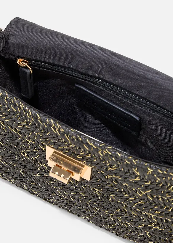 Umh&auml;ngetasche in Strohoptik mit Glitzerf&auml;den, bonprix