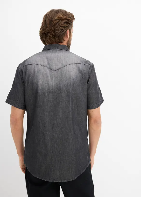 Jeanshemd, Kurzarm aus reiner Bio-Baumwolle, Slim Fit, bonprix