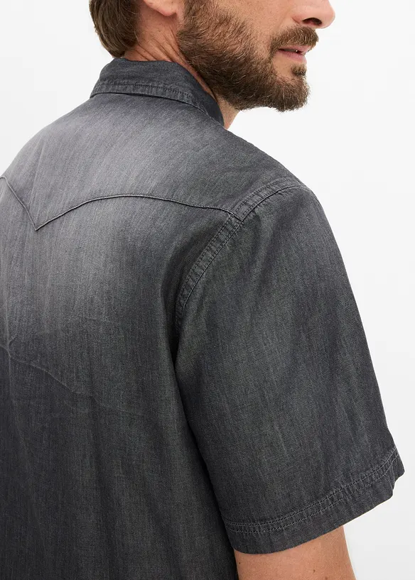 Jeanshemd, Kurzarm aus reiner Bio-Baumwolle, Slim Fit, bonprix