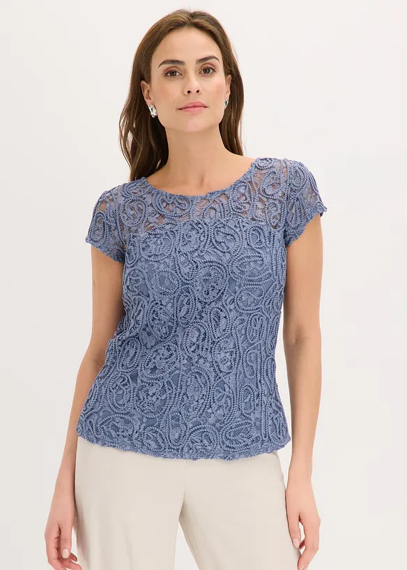Blouse manches courtes en dentelle, bonprix