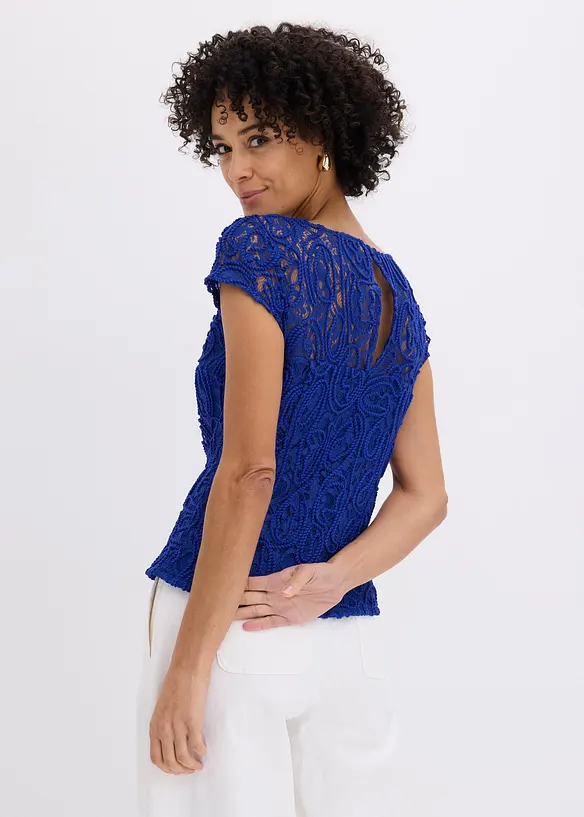 Blouse manches courtes en dentelle, bonprix