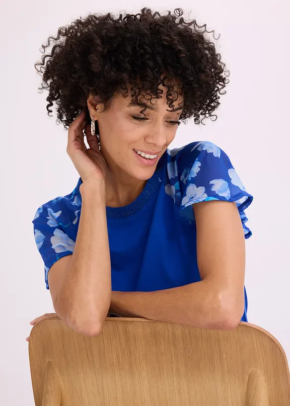 Shirt mit Chiffon&auml;rmeln, bonprix