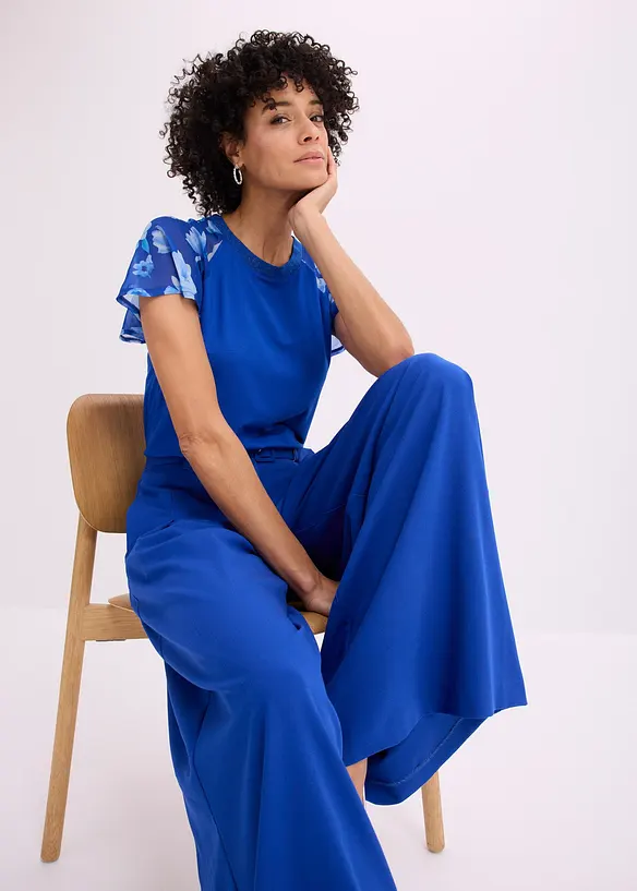 Shirt mit Chiffon&auml;rmeln, bonprix