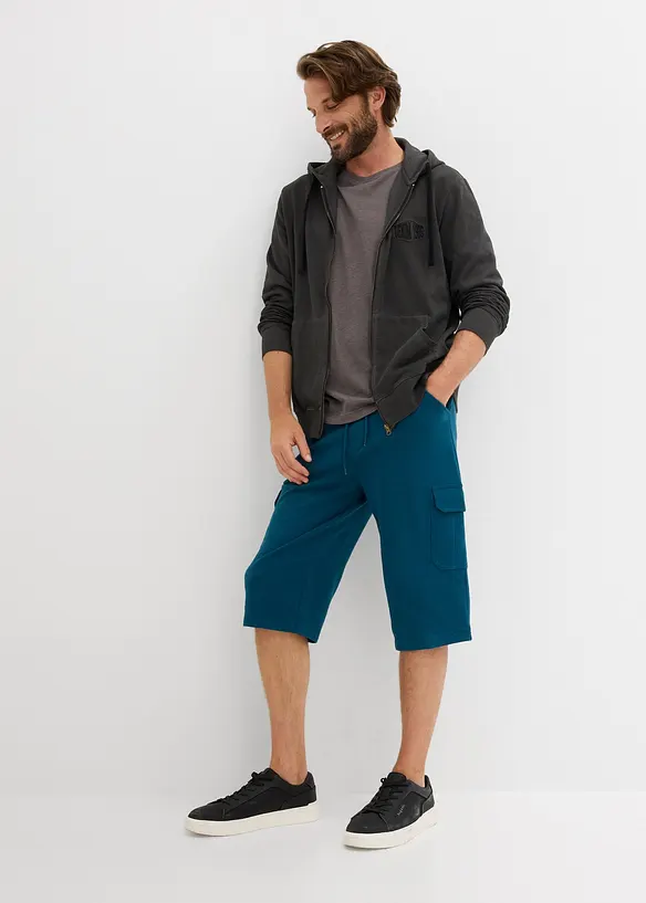 Long-Sweat-Cargobermuda aus reiner Baumwolle, bonprix