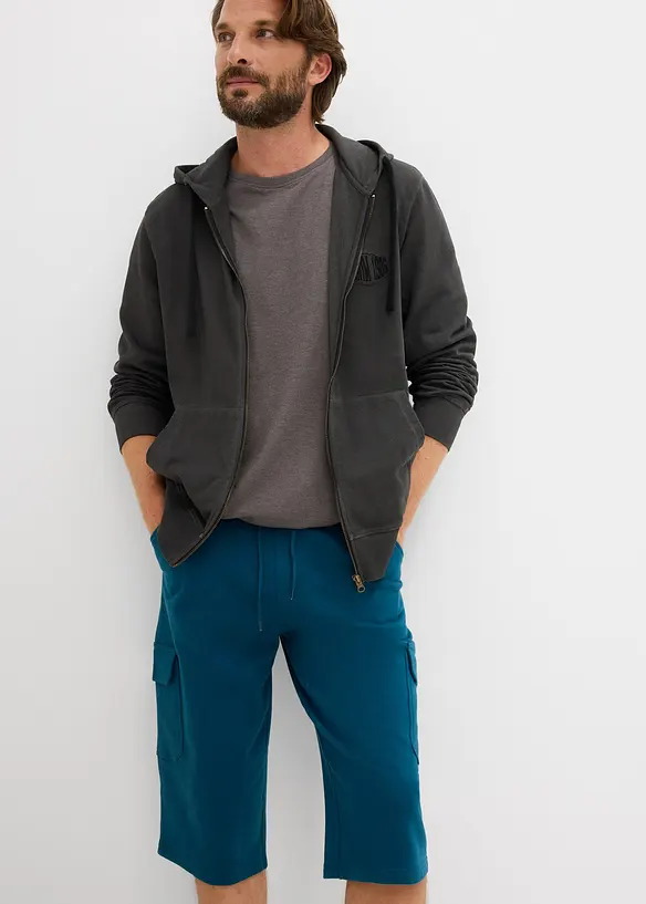 Long-Sweat-Cargobermuda aus reiner Baumwolle, bonprix