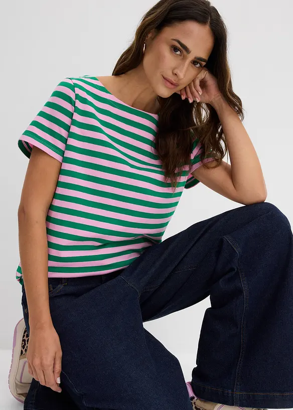 T-shirt &agrave; encolure bateau, bonprix