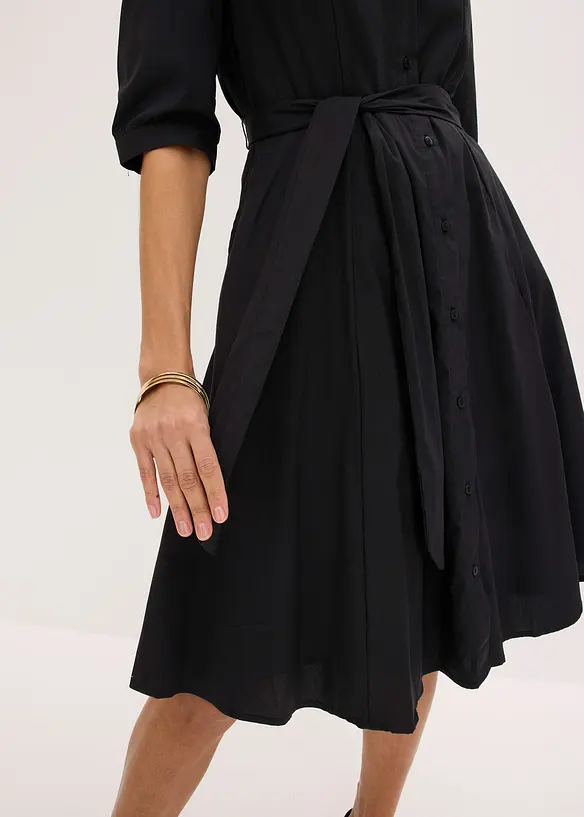 Hemdblusenkleid mit Spitze und Bindeband, bonprix