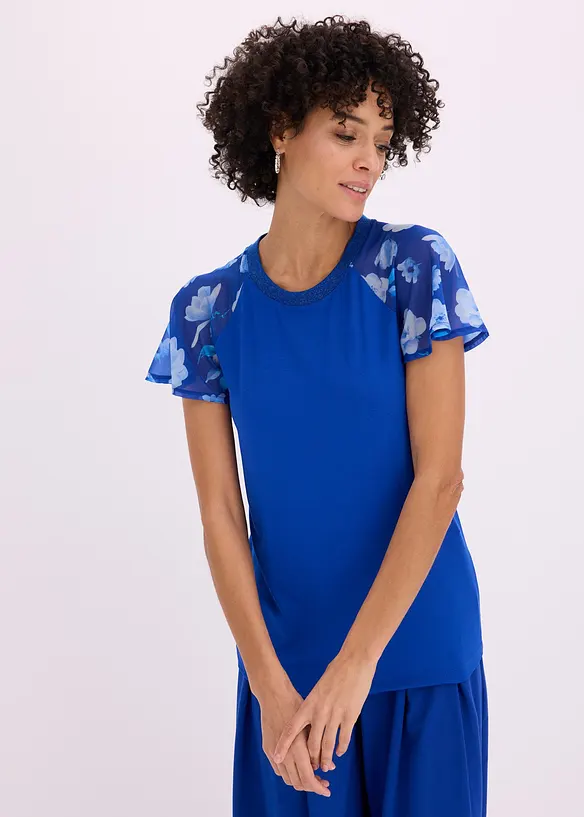 Shirt mit Chiffon&auml;rmeln, bonprix