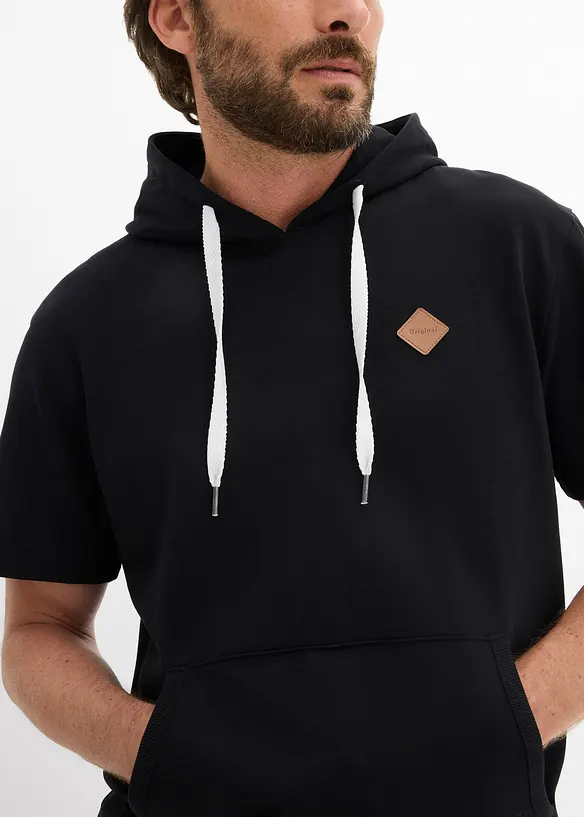 Sweat &agrave; capuche, manches courtes, bonprix
