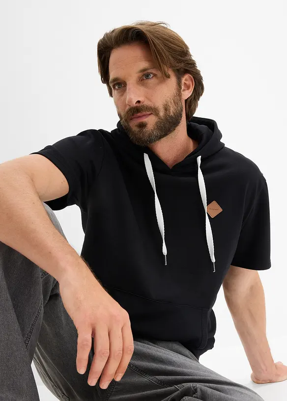 Sweat &agrave; capuche, manches courtes, bonprix