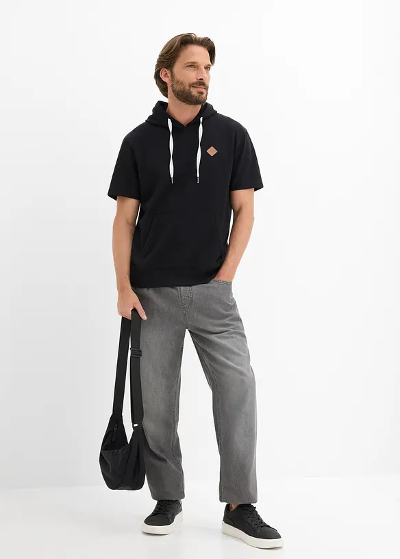 Sweat &agrave; capuche, manches courtes, bonprix