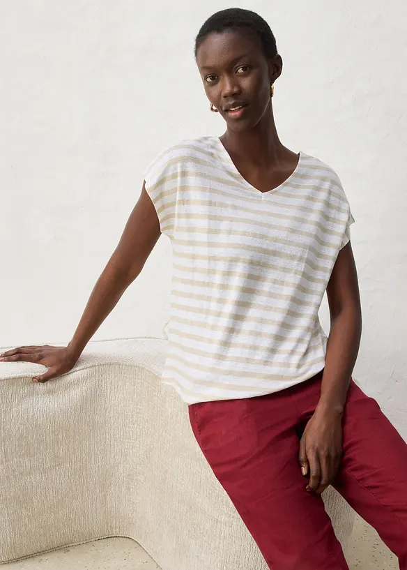 Shirt aus reinem Leinen mit Fledermaus&auml;rmeln, bonprix