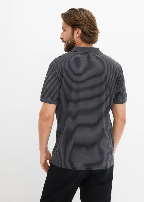 Polo aspect d&eacute;lav&eacute;, manches courtes, bonprix