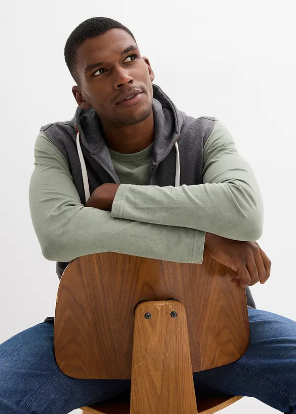 Sweat zipp&eacute; &agrave; capuche sans manches, bonprix