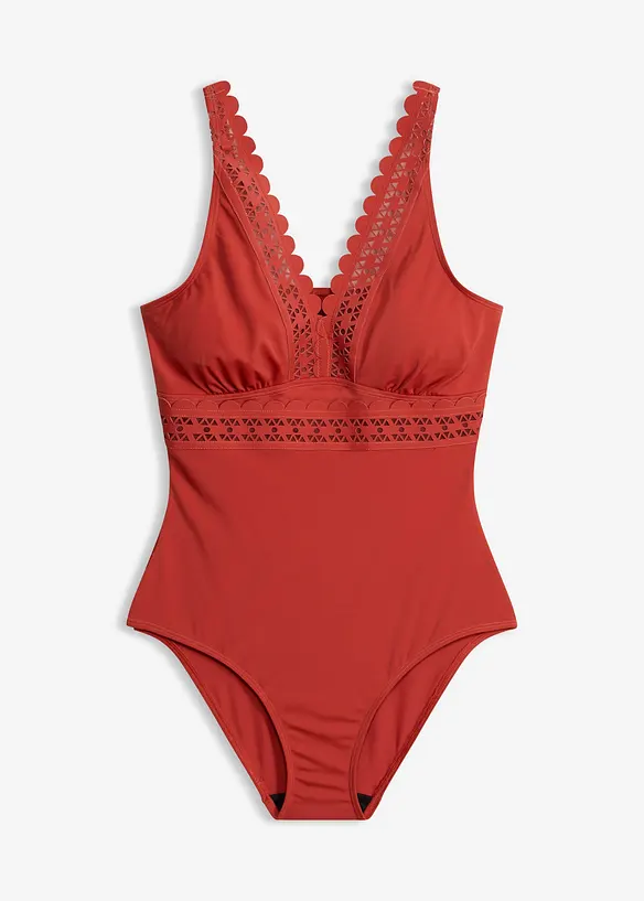 Badeanzug mit Laser-Cut Eins&auml;tzen, bonprix
