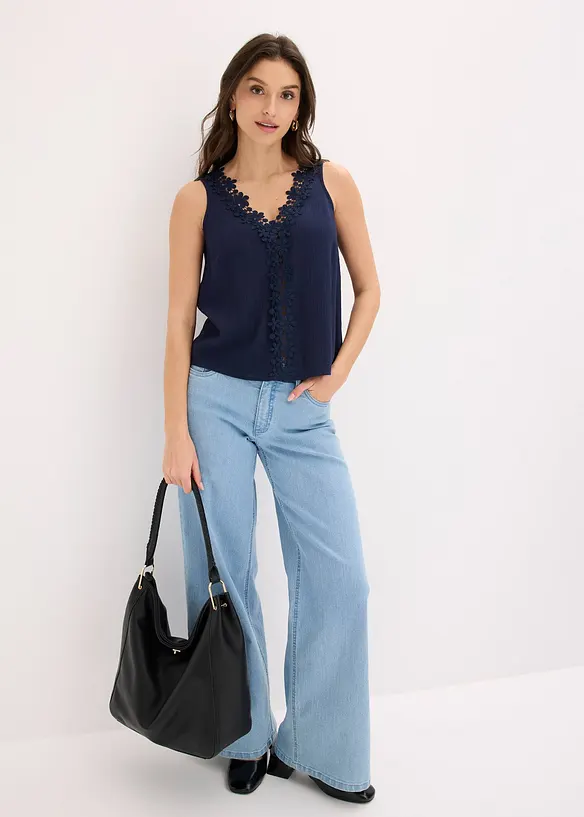 Blusentop aus strukturiertem Crinkle, bonprix