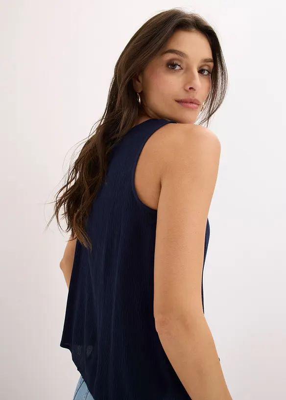 Blusentop aus strukturiertem Crinkle, bonprix