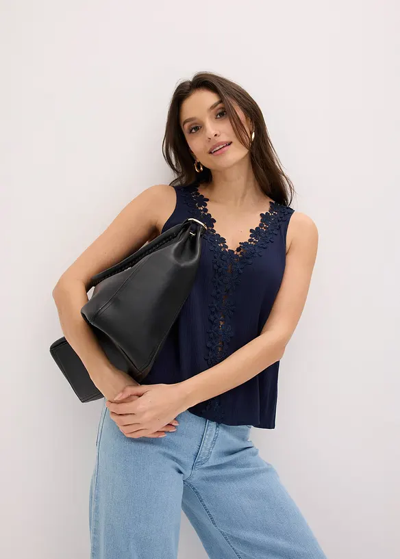 Blusentop aus strukturiertem Crinkle, bonprix