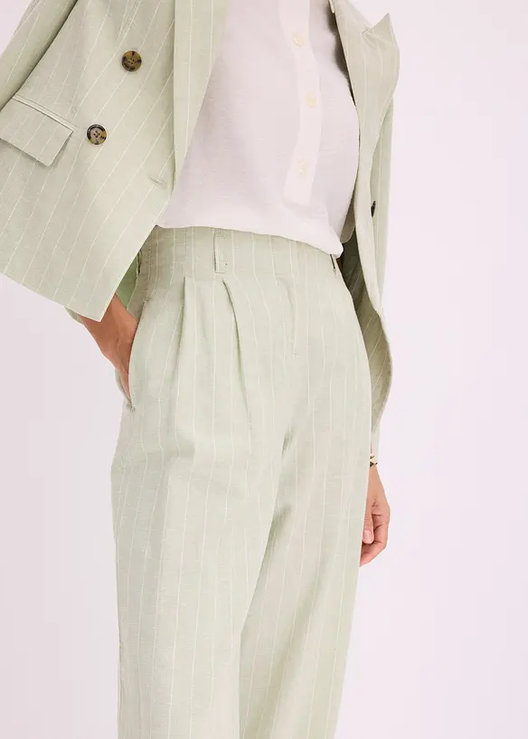 Bundfaltenhose mit Leinenanteil, bonprix