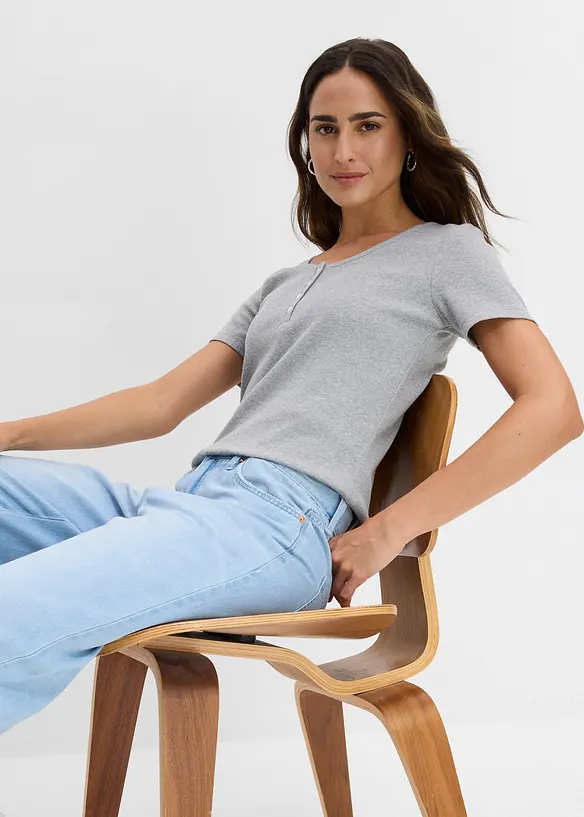 Henleyshirt aus reiner Bio-Baumwolle, bonprix