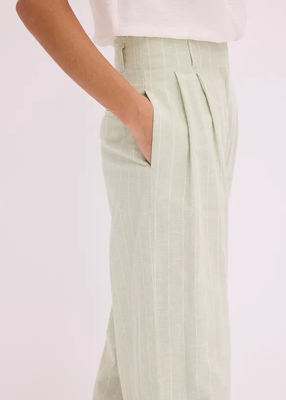 Bundfaltenhose mit Leinenanteil, bonprix