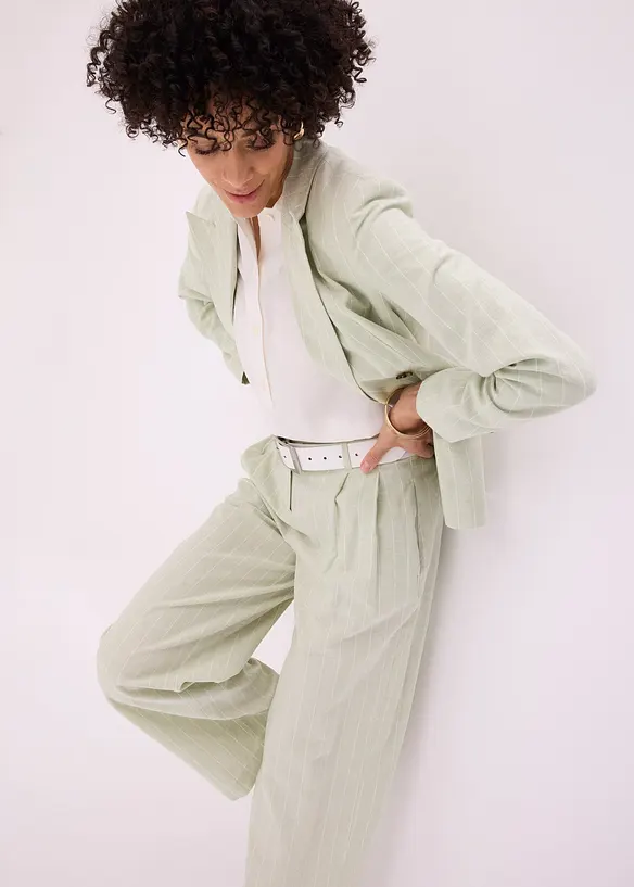 Bundfaltenhose mit Leinenanteil, bonprix