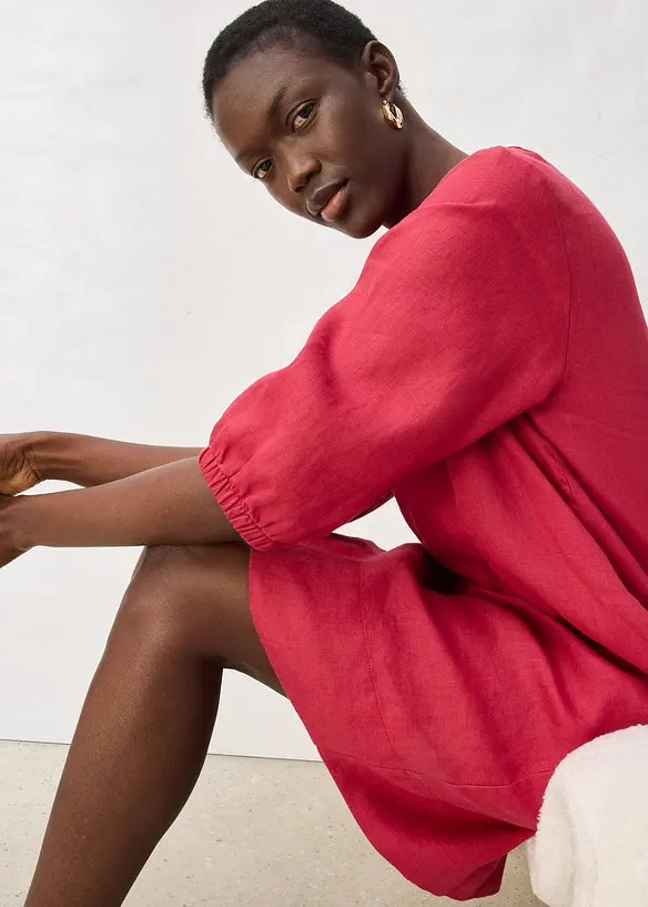 Kleid aus reinem Leinen, 3/4 Arm, bonprix