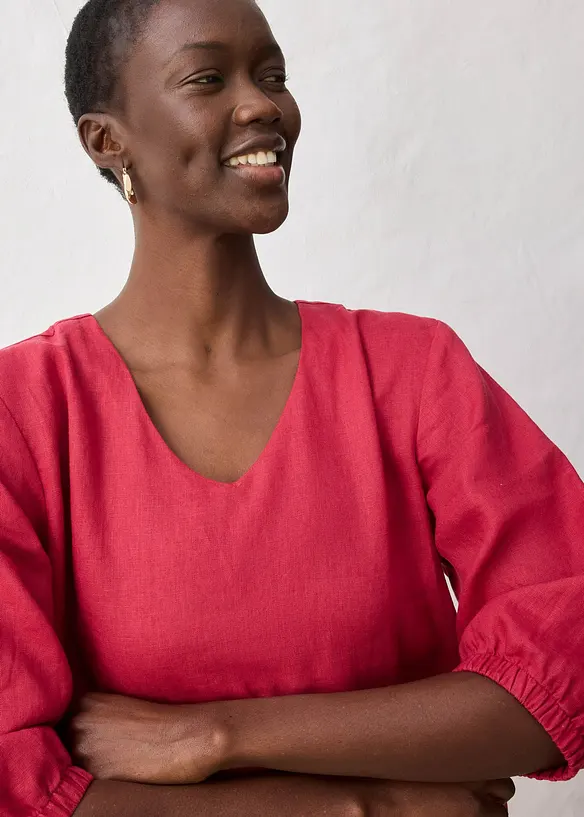 Kleid aus reinem Leinen, 3/4 Arm, bonprix