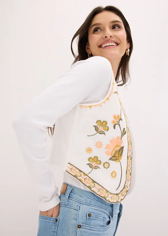 Gilet sans manches brod&eacute;, bonprix