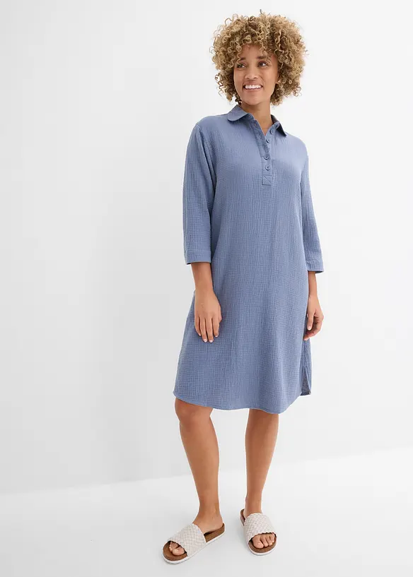 Hemdblusenkleid aus Musselin, bonprix