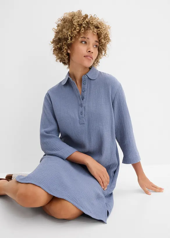 Hemdblusenkleid aus Musselin, bonprix