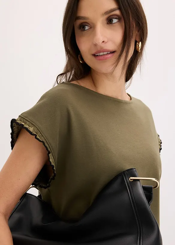 Shirt mit Verzierung aus reiner Baumwolle, bonprix