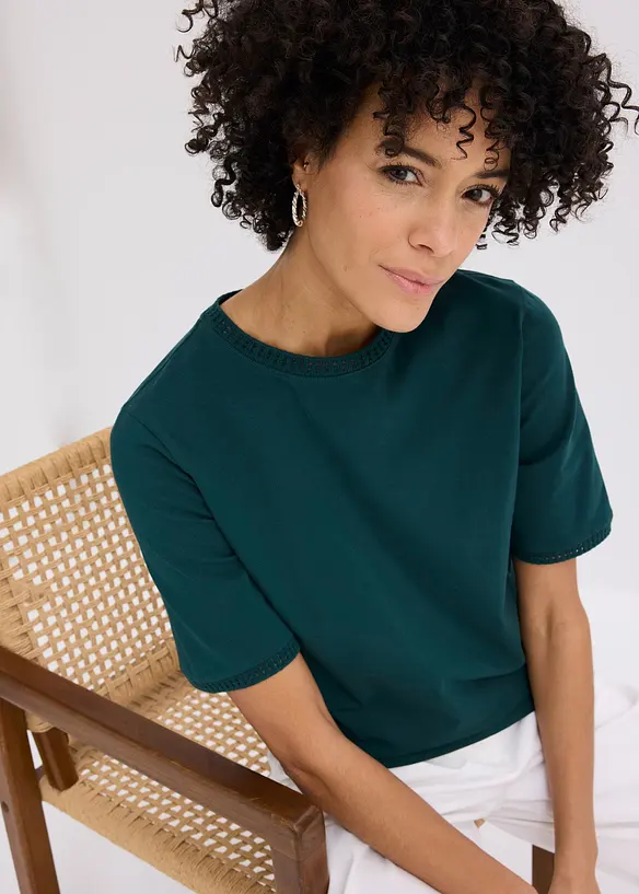 Shirt mit Spitzenborte, bonprix