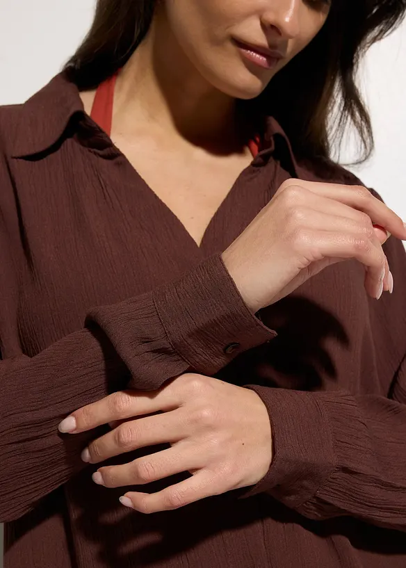Lange Strandbluse aus flie&szlig;ender Viskose, bonprix