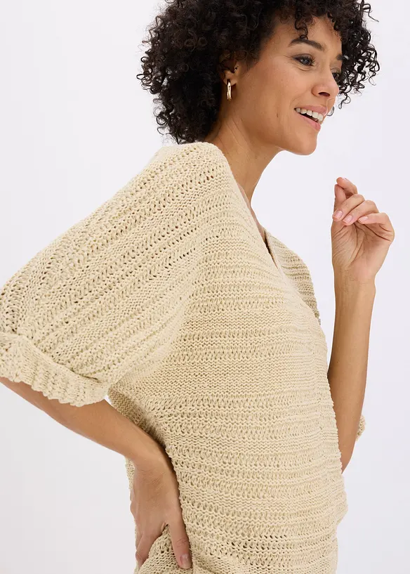 Grobstrick-Pullover aus B&auml;ndchengarn, bonprix