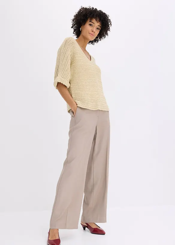 Grobstrick-Pullover aus B&auml;ndchengarn, bonprix