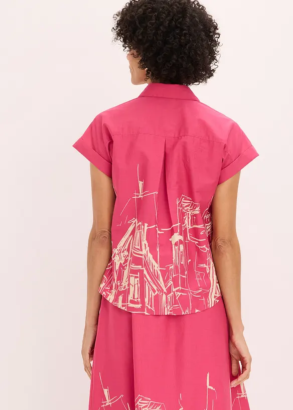 Oversized Popeline Kurzarmbluse aus Baumwolle, bonprix